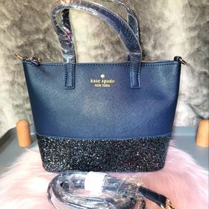 Nwot kate spade blue tinsel satchel crossbody bag